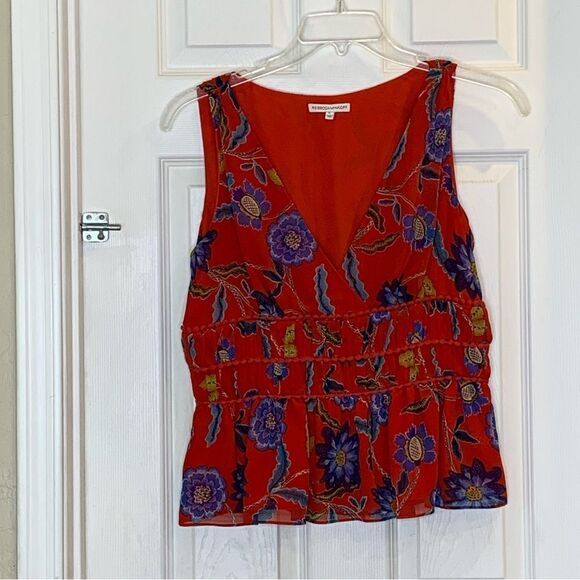 Rebecca Minkoff Lucy Sleeveless Flora Print Top Size Large - Picture 9 of 10